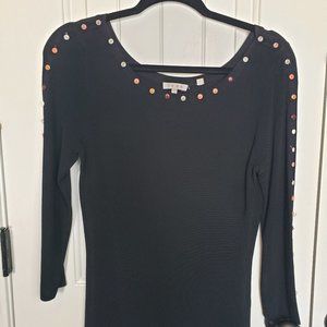 Yuka women's black button detail fitted blouse